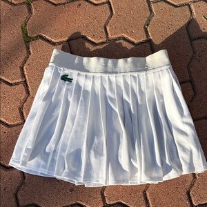 Lacoste White Pleated Skater Tennis Skirt with Green Crocodile Logo